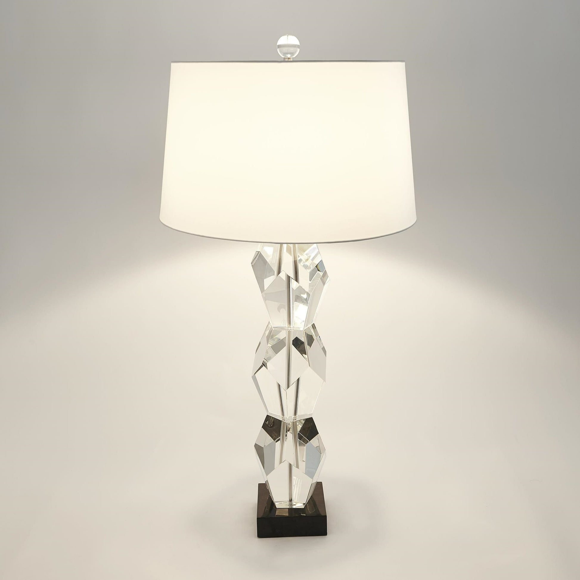 Facet Triple Block Lamp by Global Views in triple. Made from crystal, marble in a transitional style.