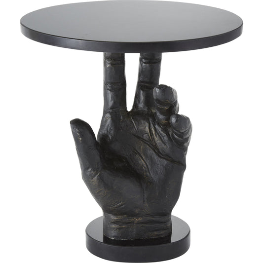 Hand Table by Global Views in bronze patina. Made from cast iron in a eclectic & global style.
