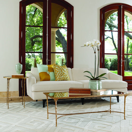 Organic Cocktail Table by Global Views in burnished brass. Made from cast brass, mirror in a transitional style.