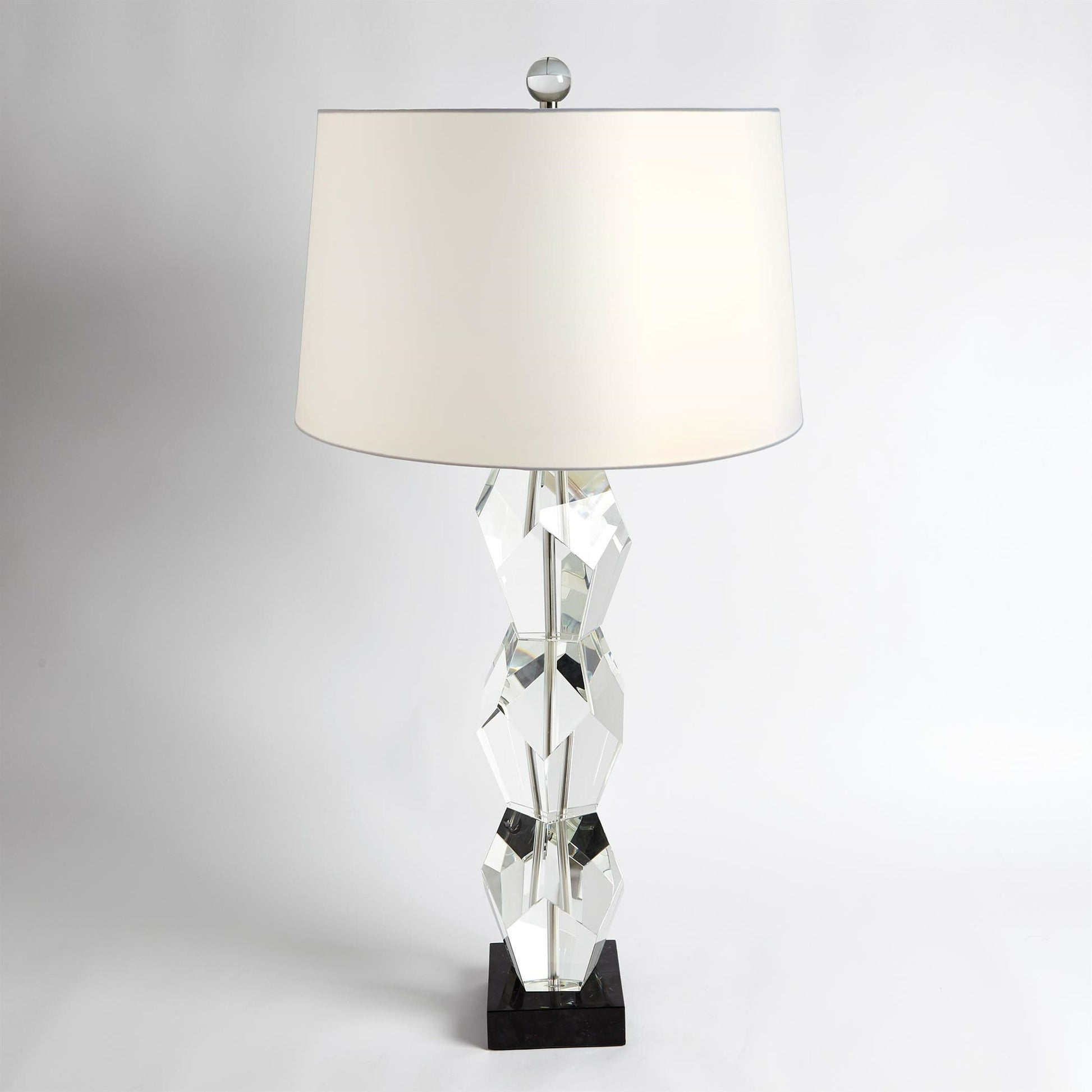 Facet Triple Block Lamp by Global Views in triple. Made from crystal, marble in a transitional style.