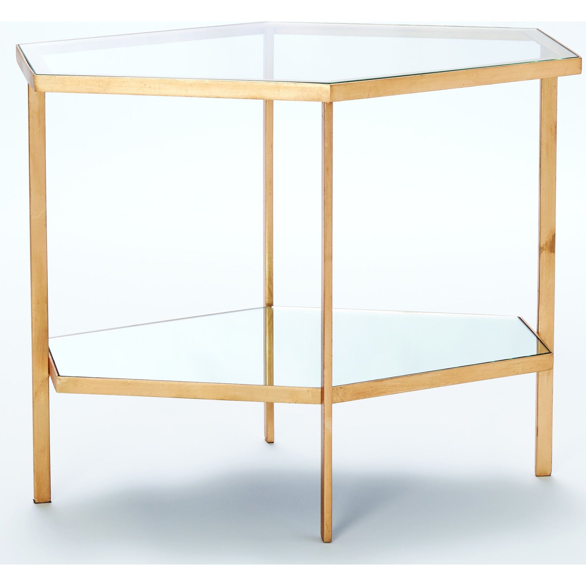 Hexagon Table by Global Views in gold leaf. Made from unique in a transitional style.
