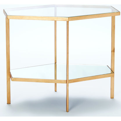 Hexagon Table by Global Views in gold leaf. Made from unique in a transitional style.