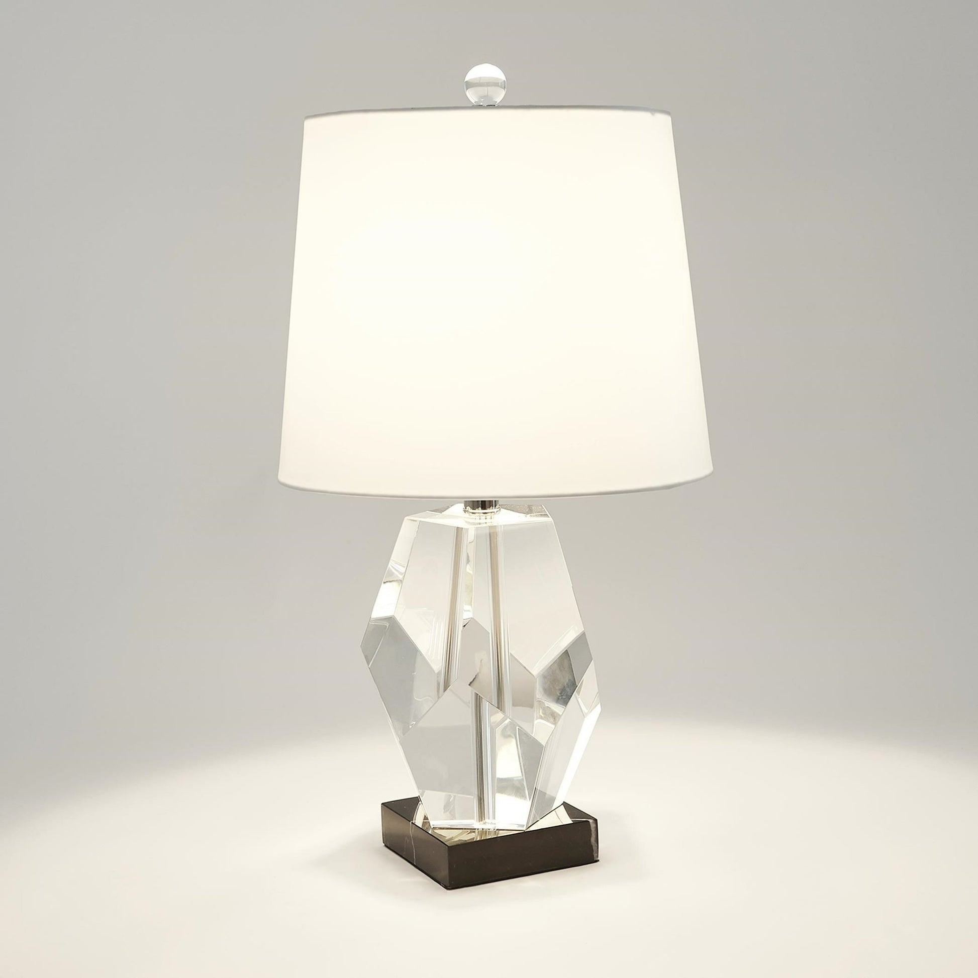 Facet Block Lamp by Global Views in crystal. Made from crystal, marble in a modern style.