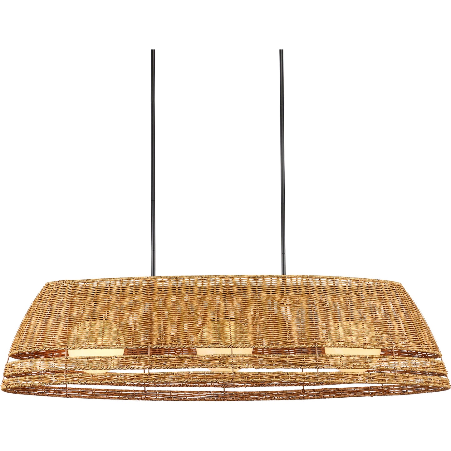 002 SI-2386956 | Additional Silo | Barbary Oval Outdoor Chandelier by Currey and Company in natural, black, frosted white. Made from all-weather wicker, metal, glass in a rustic style.