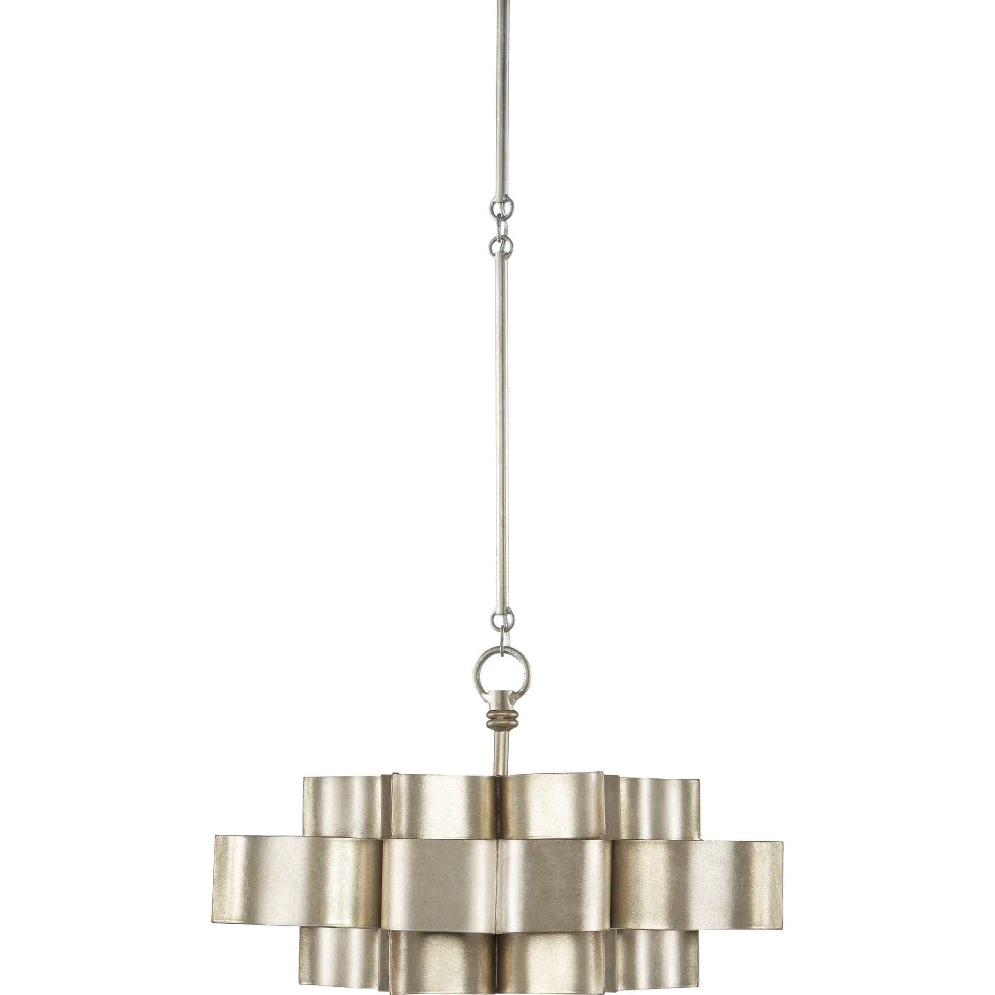 Grand Lotus Pendant/Semi-Flush Mount by Currey and Company. Made from wrought iron in a modern style.