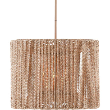 Mereworth Chandelier by Currey and Company in natural rope, beige. Made from wrought iron, abaca rope in a coastal style.