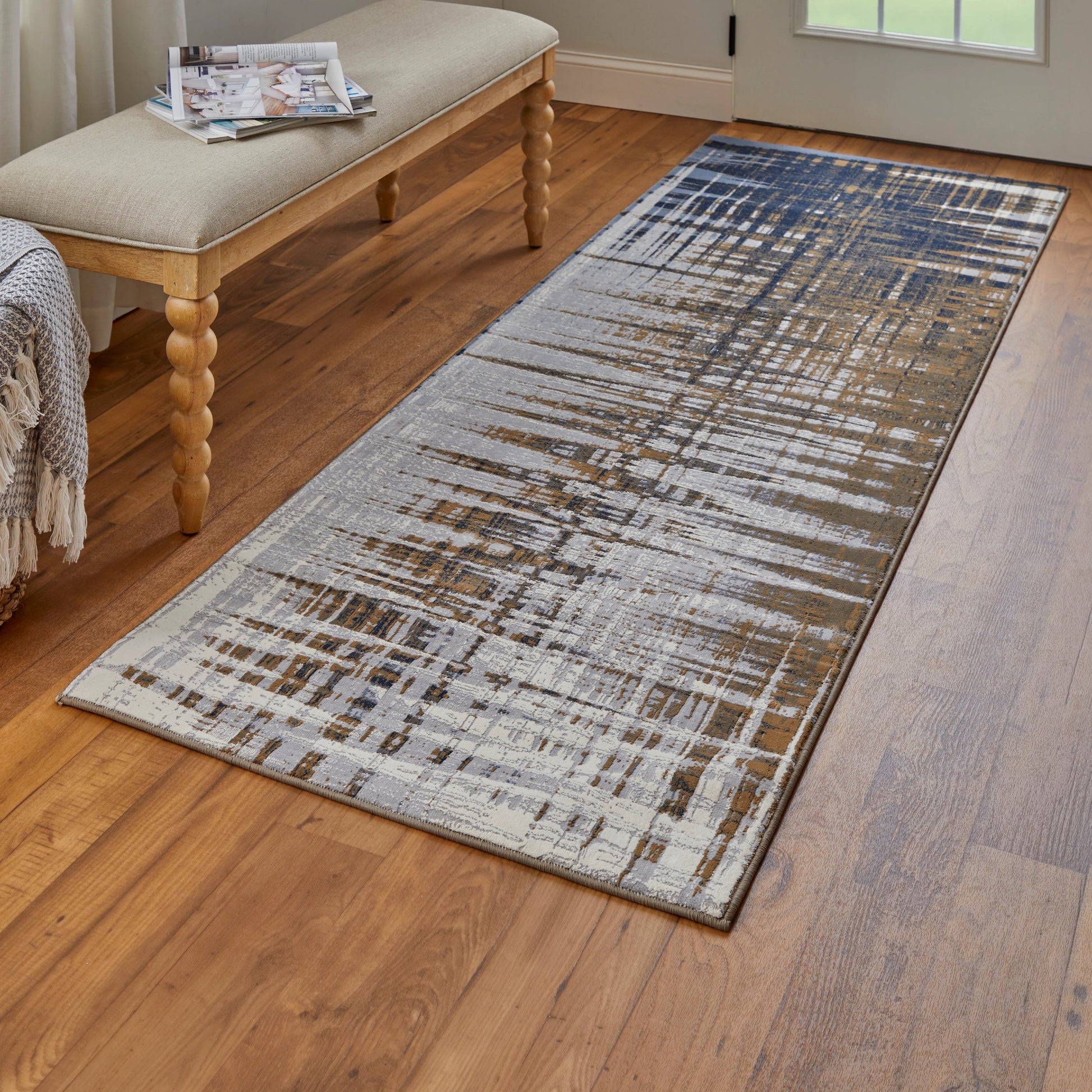 Clio Rug - 39K4F by Feizy in blue, orange, gray. Made from polypropylene, polyester in a unique style.