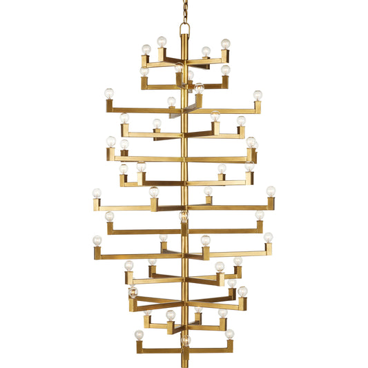 Andre Chandelier by Currey and Company in brass. Made from wrought iron in a modern style.