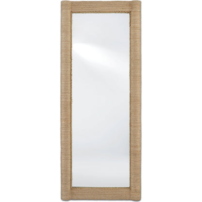 Vilmar Floor Mirror by Currey and Company in natural, mirror. Made from abaca rope, glass in a coastal style.