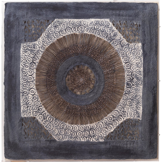 Batik Framed Wall Art by Jamie Young in blue. Made from paper, linen, acrylic in a eclectic & global style.