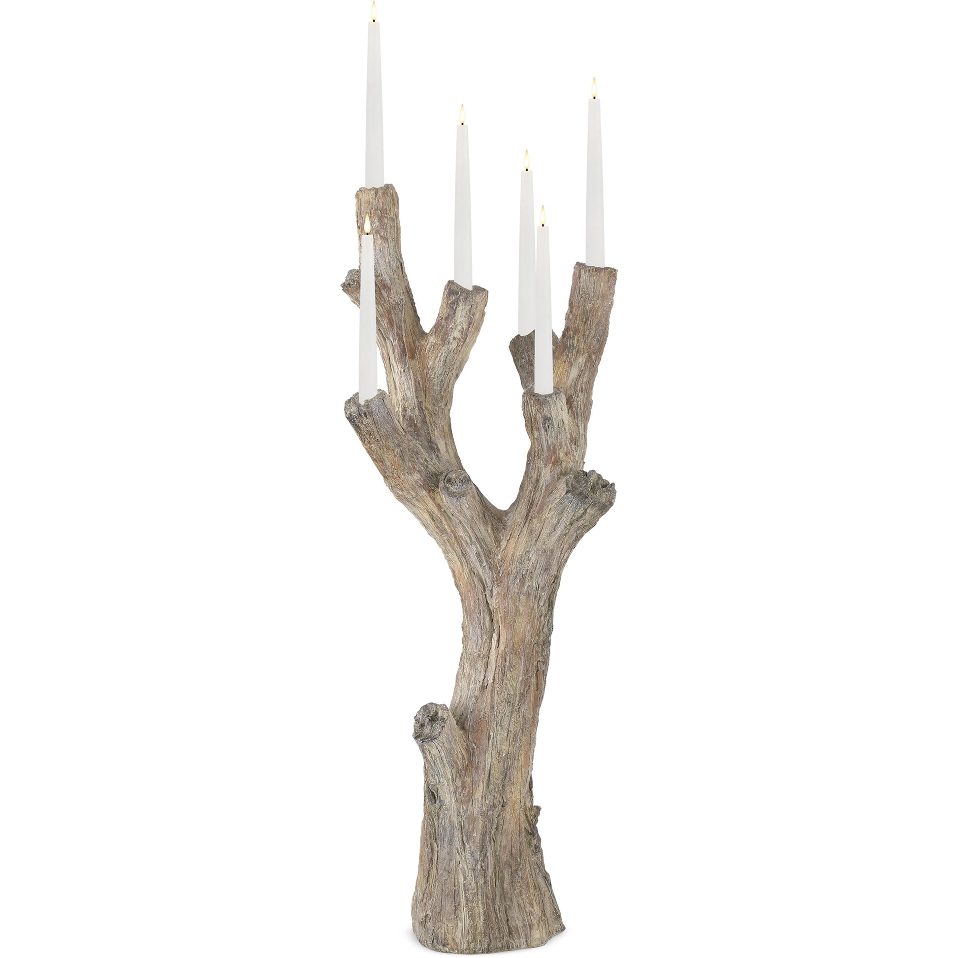 Rafaela Flameless LED Candelabra by Currey and Company in dark brown. Made from composite in a rustic style.