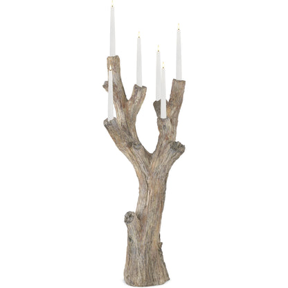 Rafaela Flameless LED Candelabra by Currey and Company in dark brown. Made from composite in a rustic style.