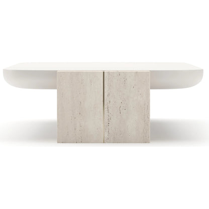 Overlap Rectangle Cocktail Table by Caracole. Made from stone in a transitional style.