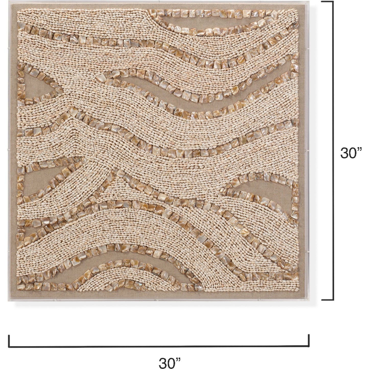 008 SI-1961189 | Additional Silo | Big Wave Shell Wall Art by Jamie Young in natural, off-white. Made from shells, linen, acrylic & mdf in a cottage & farmhouse style.
