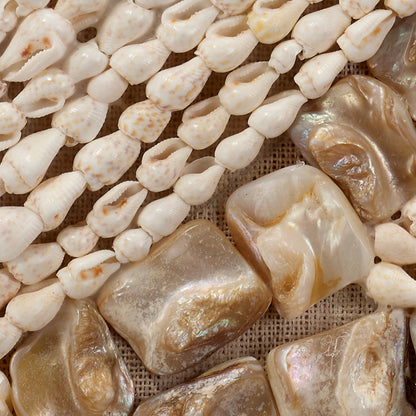 Big Wave Shell Wall Art by Jamie Young in natural, off-white. Made from shells, linen, acrylic & mdf in a cottage & farmhouse style.