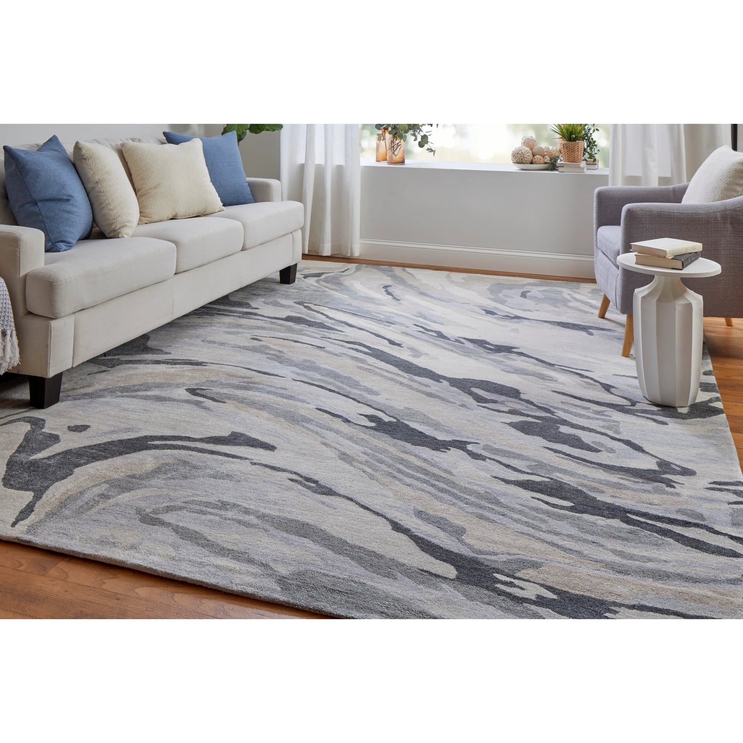 004 SI-1754182 | Lifestyle | Dryden Transitional Rug - 8790F by Feizy in blue, gray, taupe. Made from viscose, wool in a unique style.