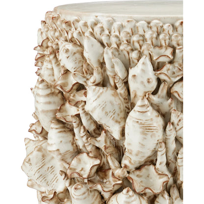 Corfu Ivory Accent Table by Currey and Company in milky white. Made from ceramic in a eclectic & global style.