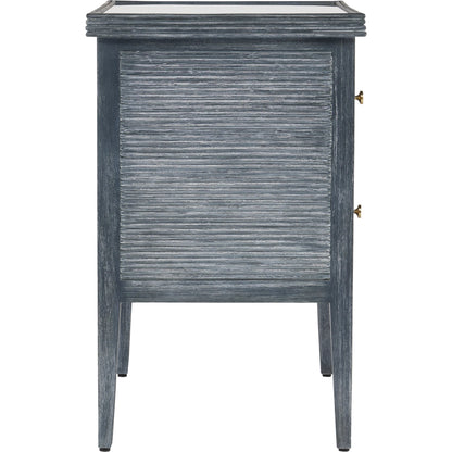 Santos 2-Drawer Chest by Currey and Company. Made from mahogany, rattan, brass, glass in a transitional style.