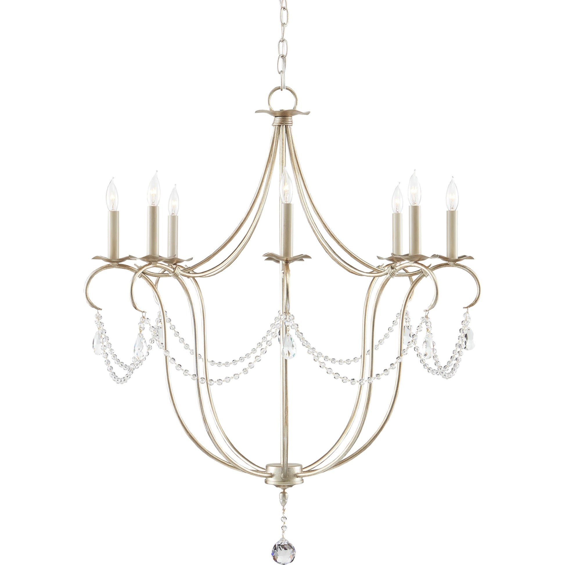 Crystal Light Chandelier by Currey and Company. Made from wrought iron, crystal in a traditional style.