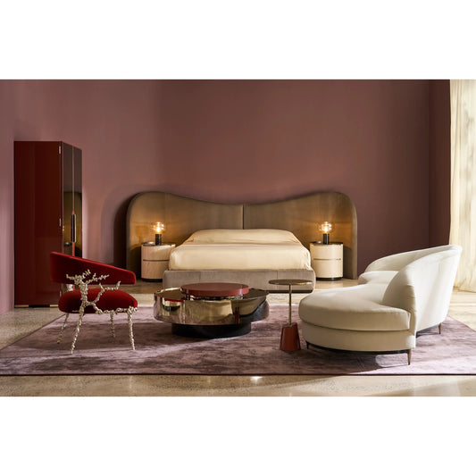 Rossetta Accent Table by Caracole in rouge red gloss, whisper of gold. Made from unique in a unique style.