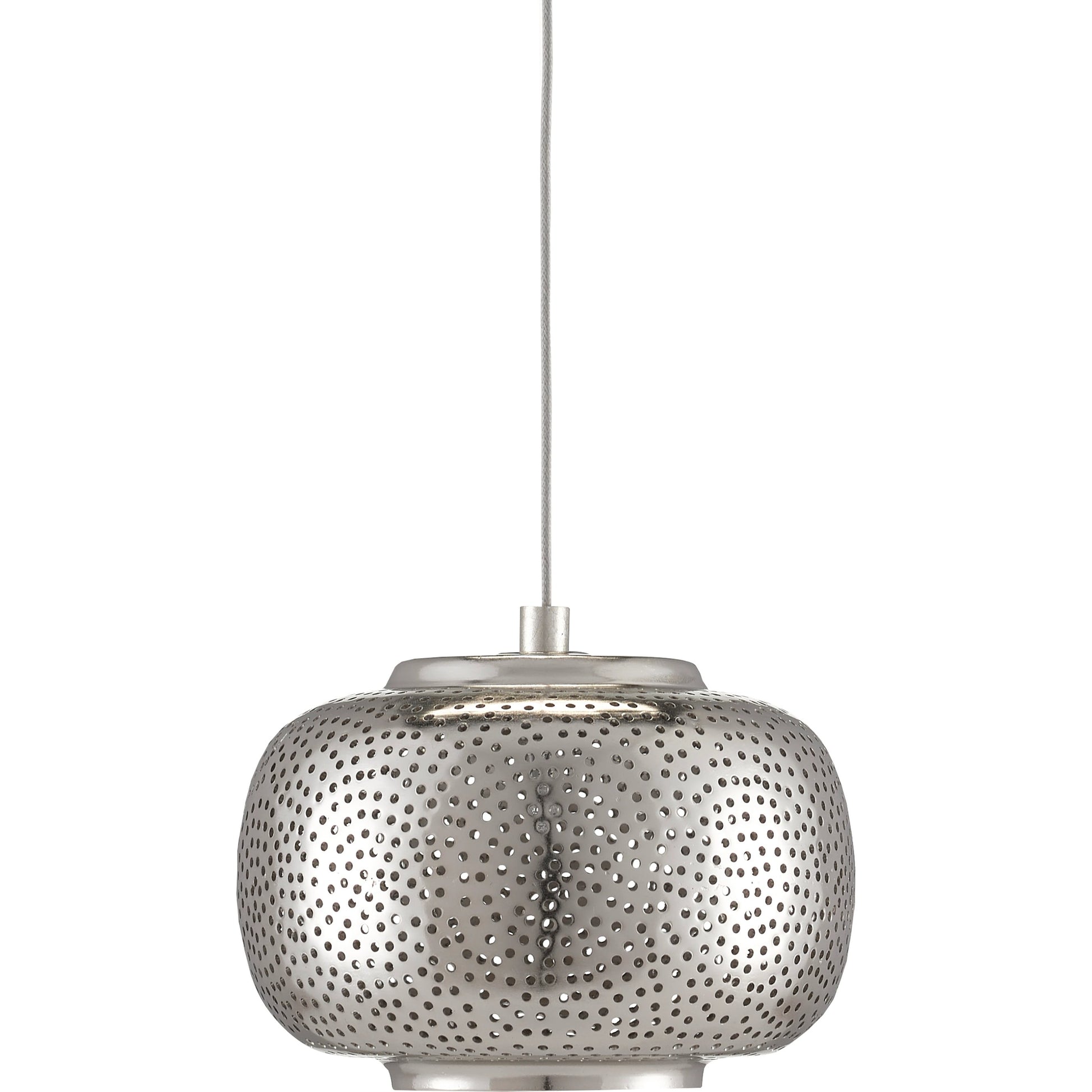 Pepper Pendant by Currey and Company in painted silver, nickel. Made from metal in a modern style.