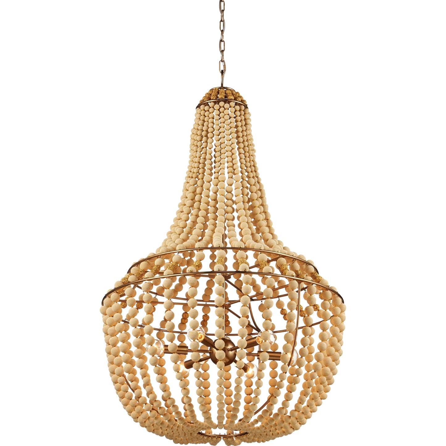 002 SI-2257402 | Additional Silo | Penelope Chandelier by Currey and Company in beige, antique brass. Made from iron, fabric, brass in a coastal style.