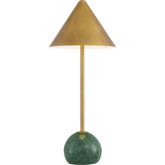 Journey Cordless Table Lamp by Currey and Company in antique brass, green. Made from metal, marble in a unique style.