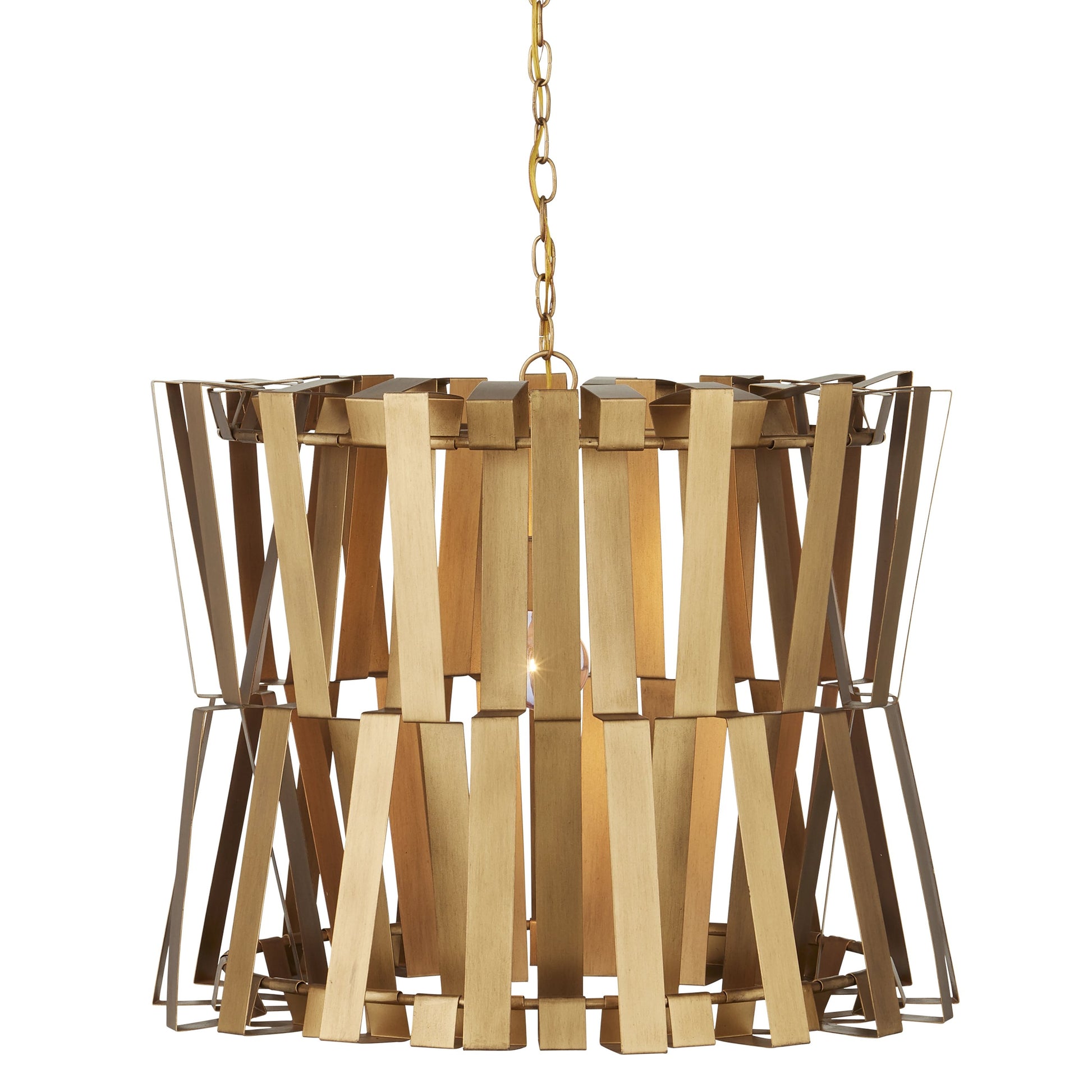 Chaconne Chandelier by Currey and Company in brass. Made from wrought iron in a modern style.