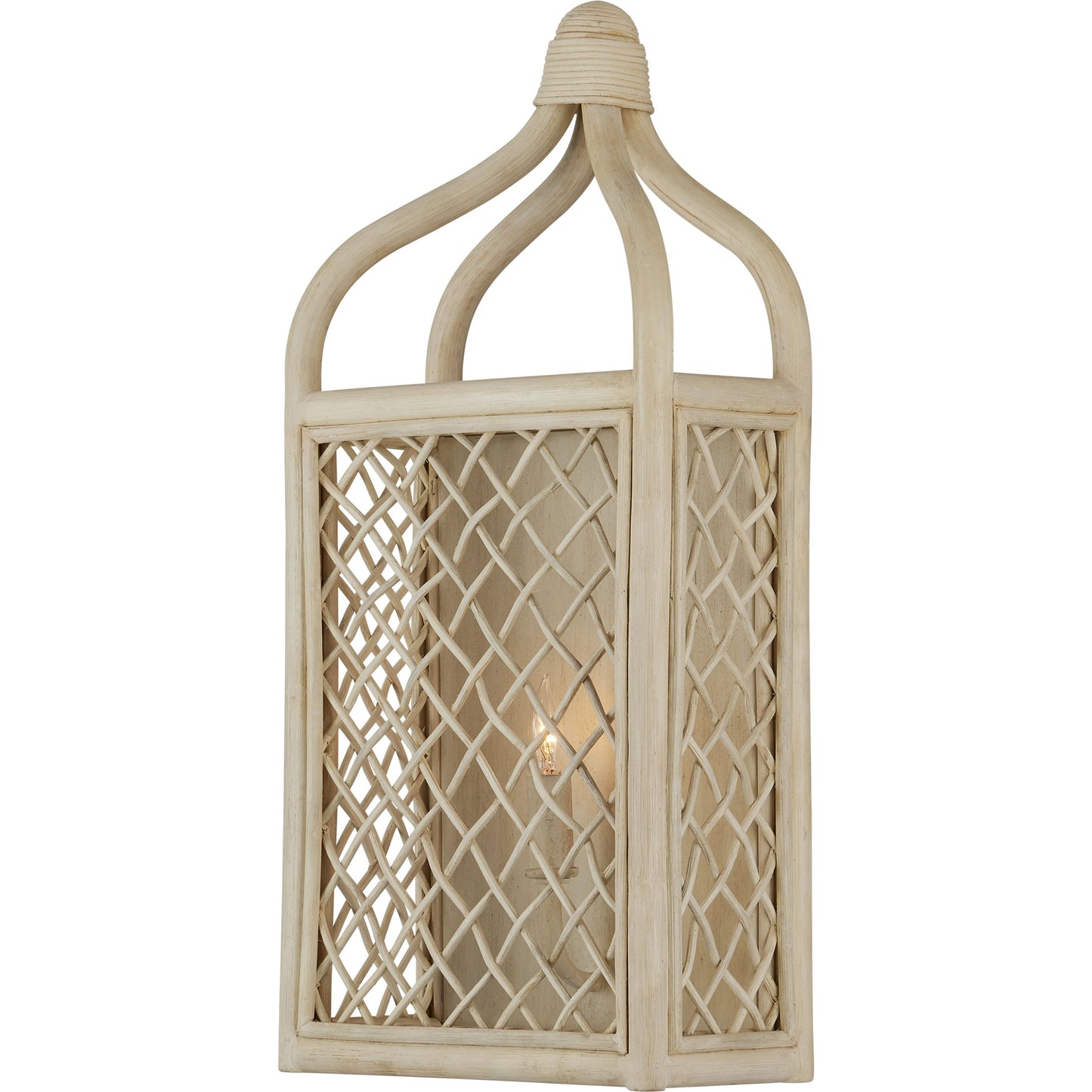 001 SI-2007905 | Primary Silo | Wanstead Ivory Wall Sconce by Currey and Company in bleached natural, antique pearl. Made from rattan, wrought iron in a cottage & farmhouse style.
