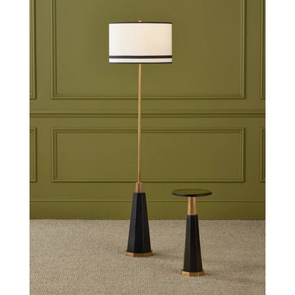 Gieves Drinks Table by Currey and Company in black, bronze, antique brass. Made from stone, cast aluminum, brass in a modern style.
