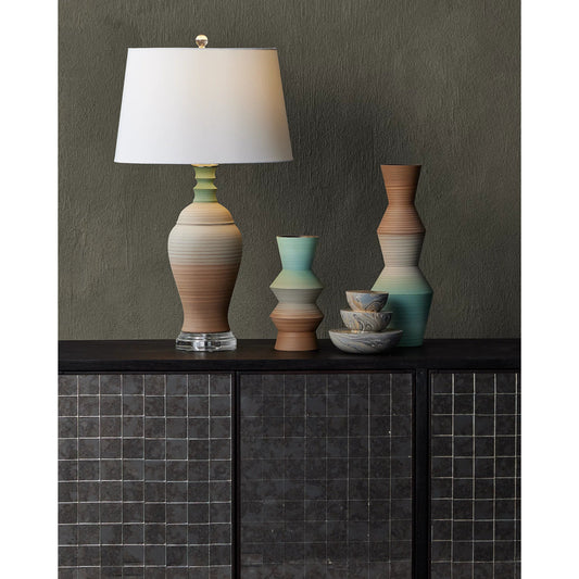 Happy 80'S Pale Vase Set by Currey and Company in brown, light blue. Made from porcelain in a unique style.