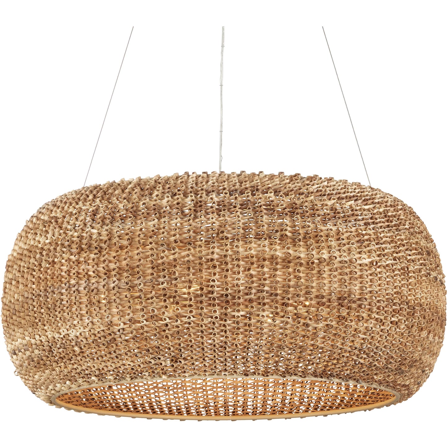 000 SI-2257416 | Primary Silo | Boucle Chandelier by Currey and Company in natural, beige. Made from rattan, wrought iron in a rustic style.