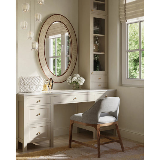 Andar Oval Mirror by Currey and Company in natural, dark walnut, mirror. Made from bone, wood, engineered hardwood, glass in a modern style.