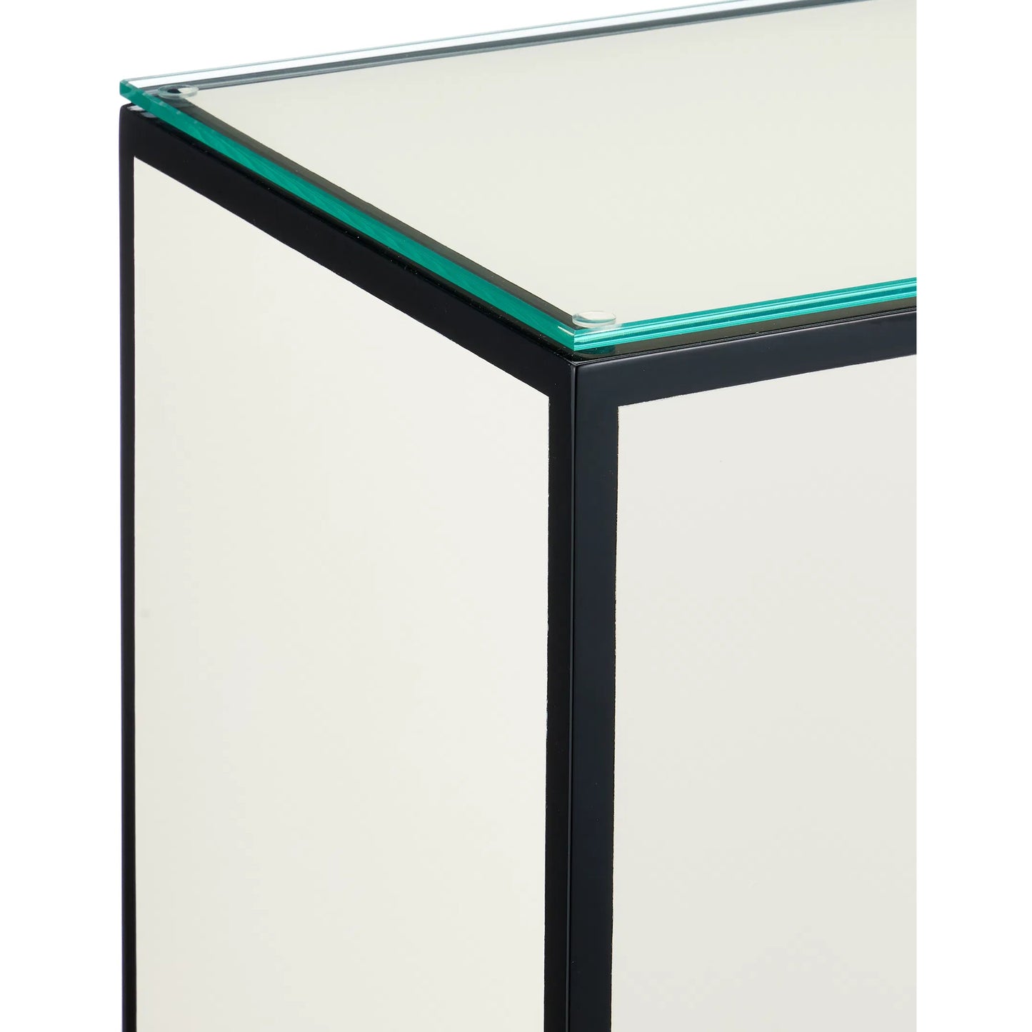 003 SI-2257268 | Closeup | Ivory Lacquer Side Table by Currey and Company in white, black, clear. Made from engineered wood, glass in a modern style.