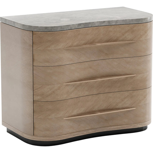 Nomadic Nightstand by Caracole in gray, marble, bronze and chocolate koto. Made from marble in a transitional style.