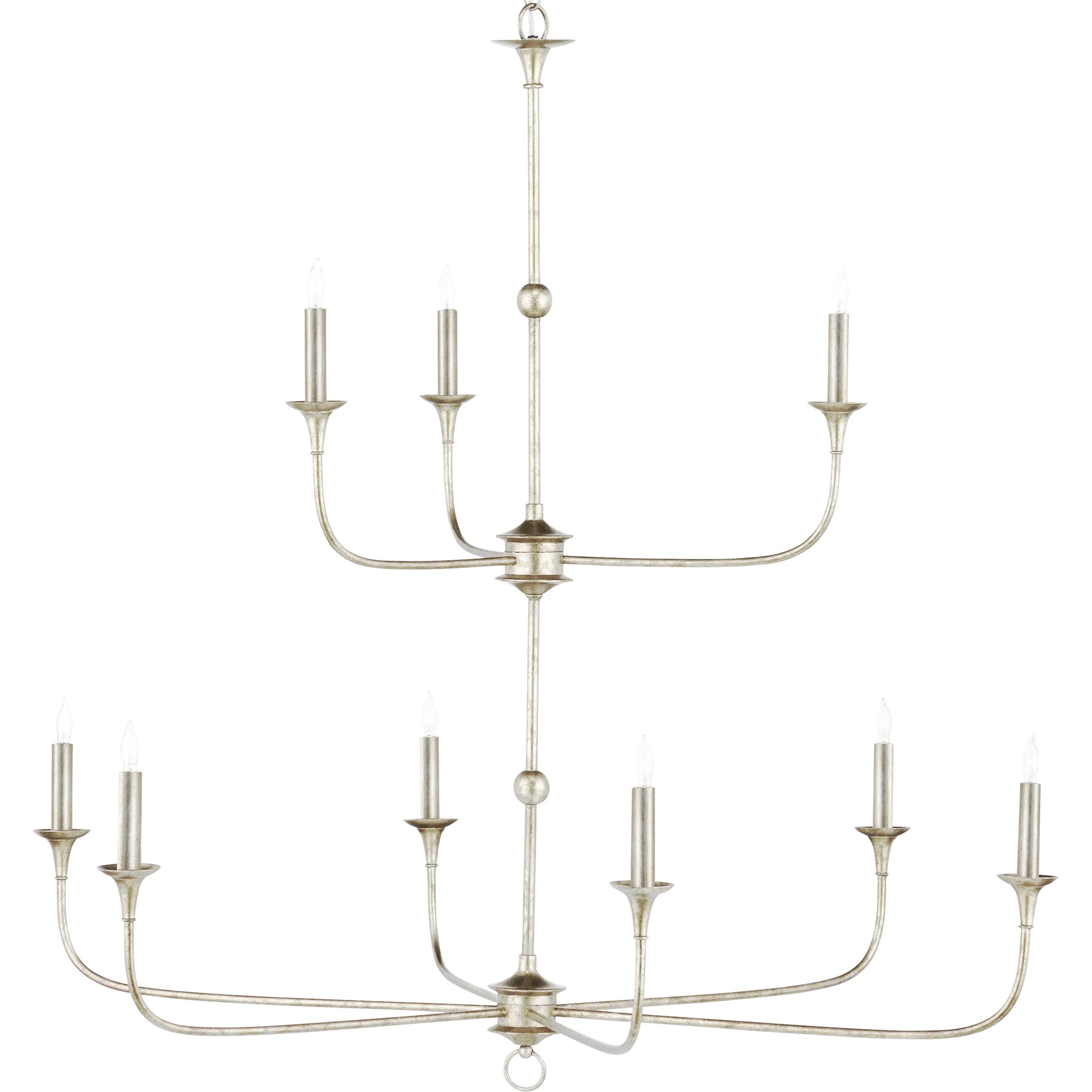 Nottaway Two-Tier Chandelier by Currey and Company. Made from wrought iron in a traditional style.