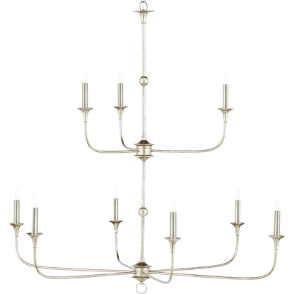 Nottaway Two-Tier Chandelier by Currey and Company. Made from wrought iron in a traditional style.