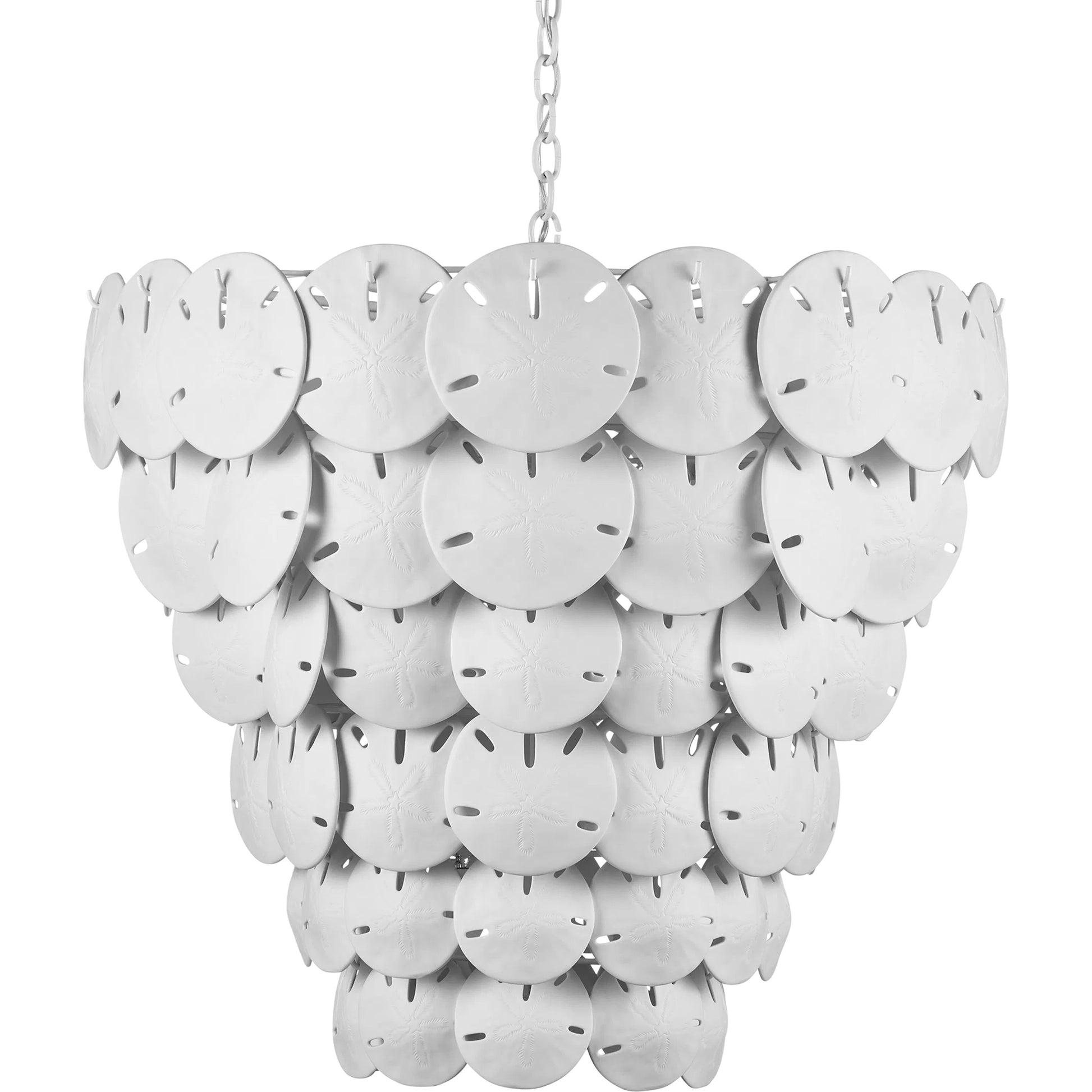 Tulum Chandelier by Currey and Company in white, sugar white. Made from bone china, wrought iron in a modern style.