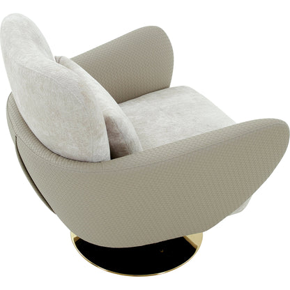 Mercer Swivel Lounge Chair by Pasargad Home in beige. Made from polyester in a modern style.