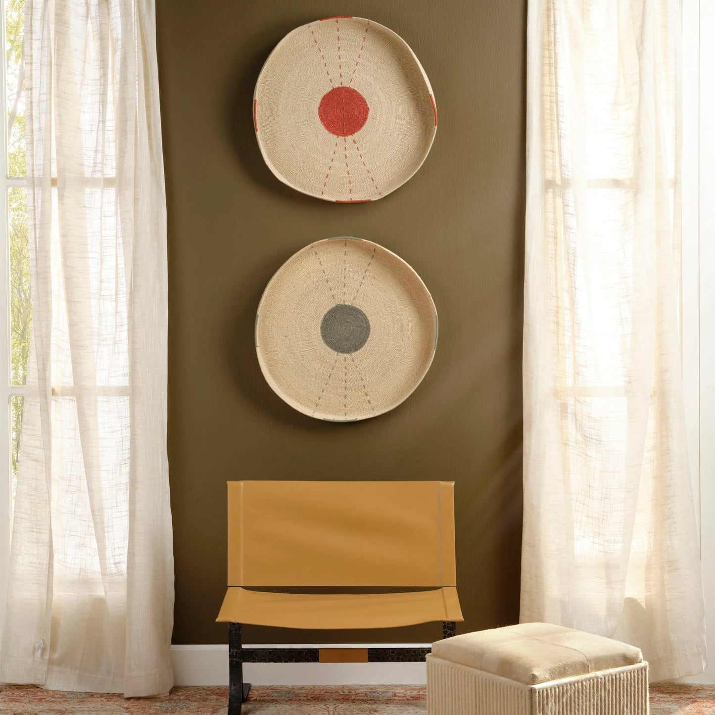 007 SI-2249115 | Lifestyle | Sundial Wall Art by Jamie Young. Made from seagrass in a rustic style.