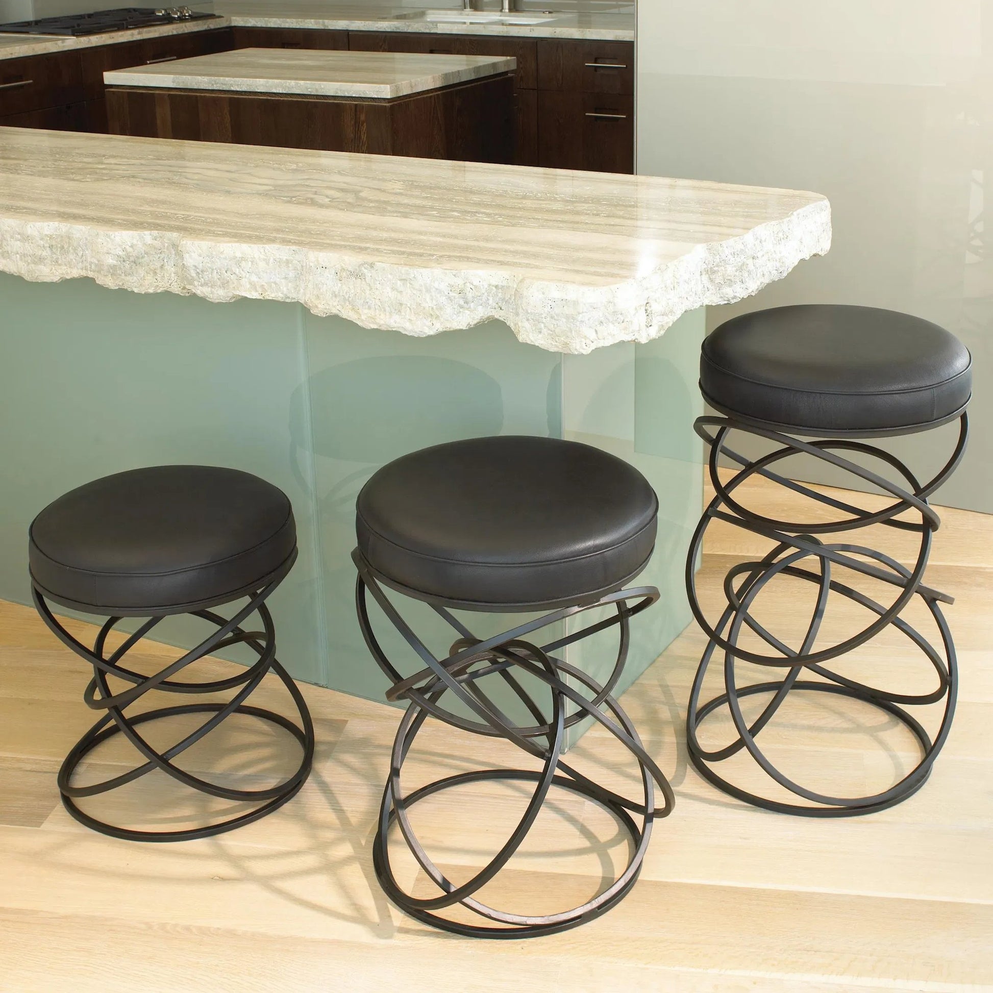 Ring Counter Stool by Global Views in black, brown powder coat. Made from iron in a modern style.