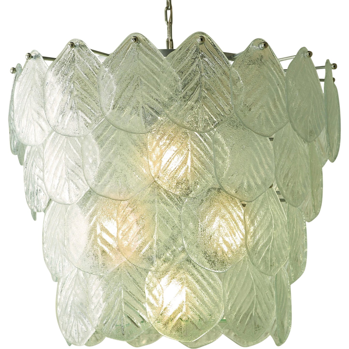 000 SR-701709 | Primary Silo | Murano Leaf Chandelier by Global Views. Made from frosted glass in a transitional style.