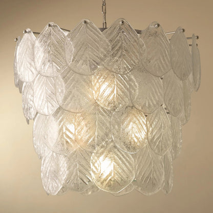 Murano Leaf Chandelier by Global Views. Made from frosted glass in a transitional style.
