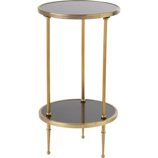 Petite Table by Global Views in antique brass. Made from granite in a transitional style.