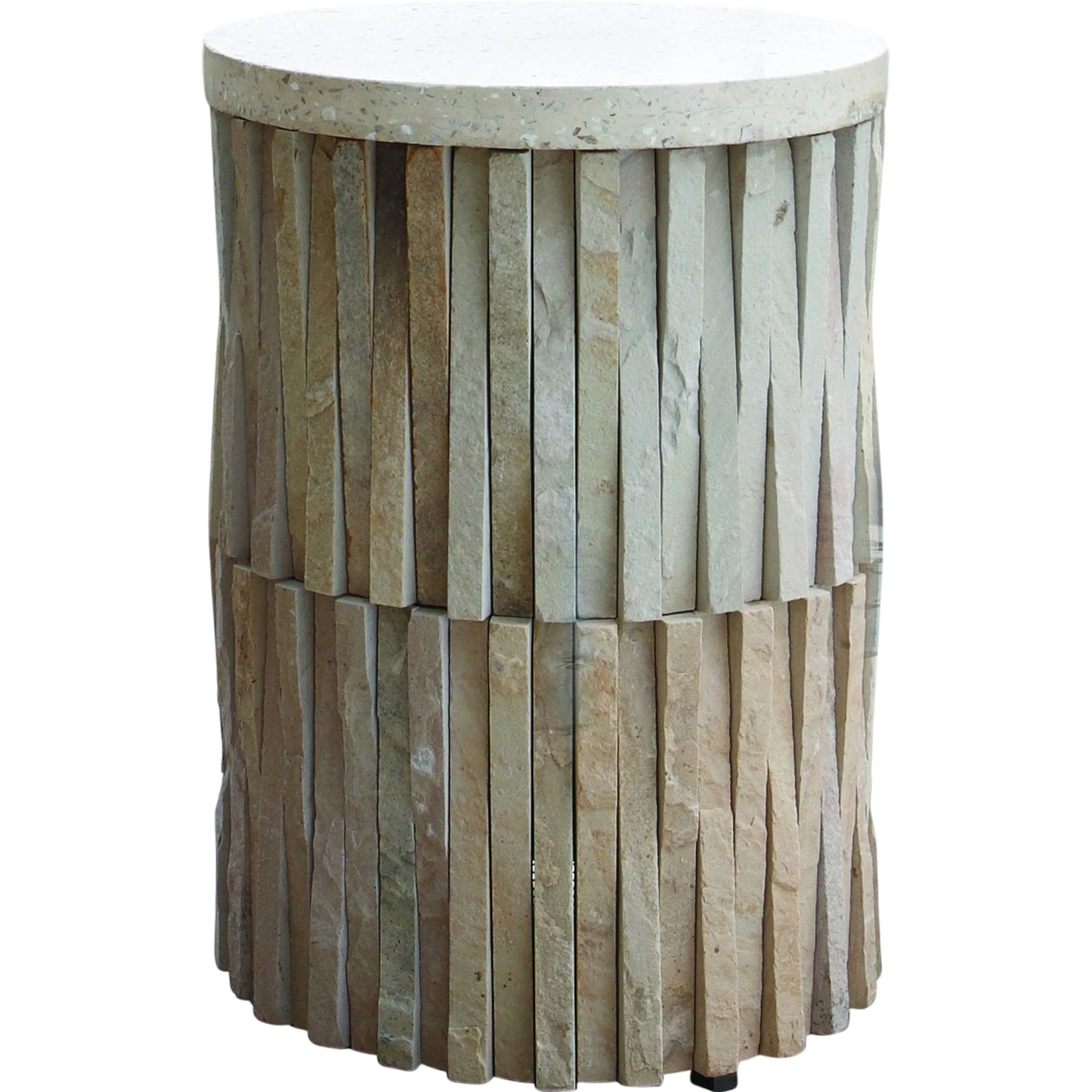 001 SR-702000 | Primary Silo | Round Teeter Totter Table by Global Views. Made from iron, hand sculpted chiseled stone from rajasthan in a eclectic & global style.