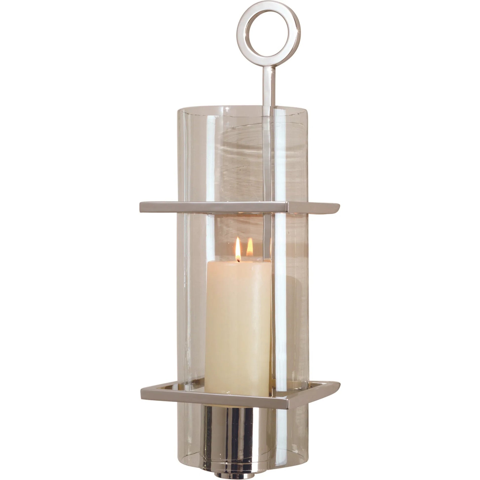 Circle in Square Wall Sconce by Global Views in nickel. Made from brass, glass in a transitional style.