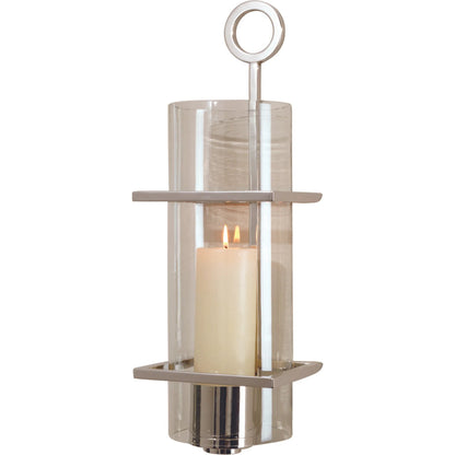 Circle in Square Wall Sconce by Global Views in nickel. Made from brass, glass in a transitional style.