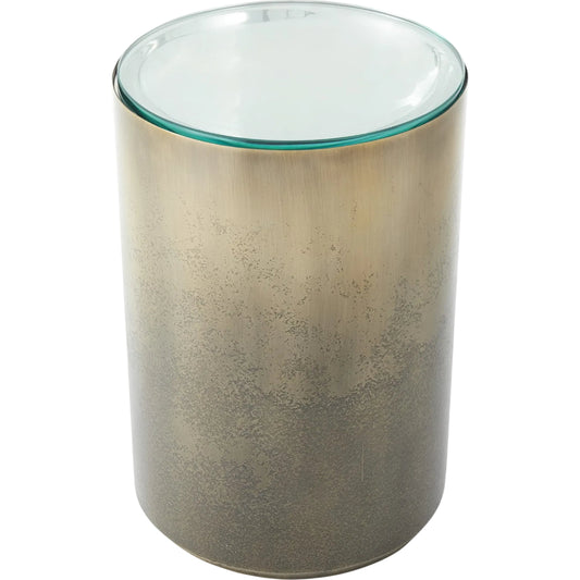 Ombre Side Table by Global Views in copper, bronze satin lacquer. Made from iron, steel, glass in a eclectic & global style.