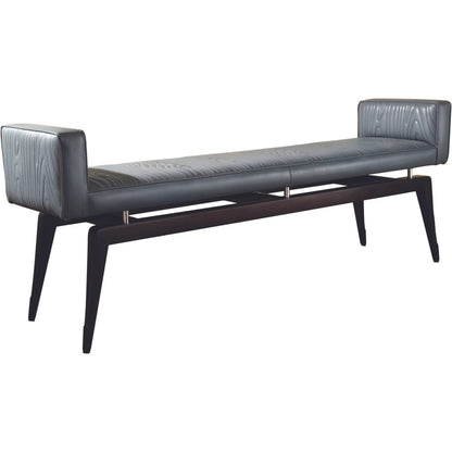 Faux Bois City Bench by Global Views in ebony lacquer, polished nickel. Made from beech in a modern style.