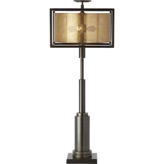 Double Shade Lamp by Global Views in antique brass, bronze. Made from brass, cast iron in a modern style.